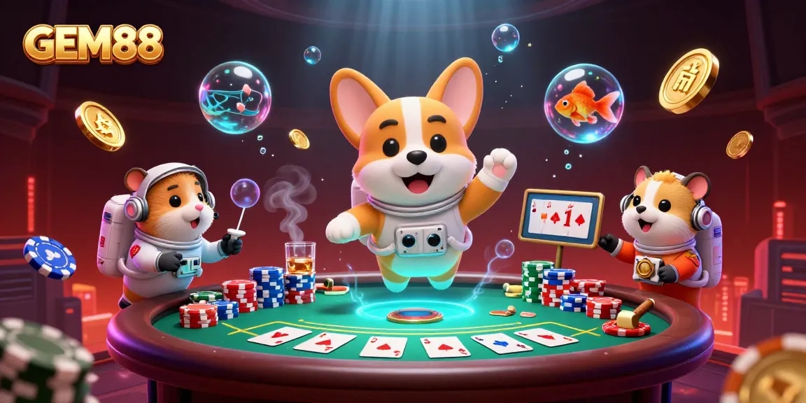 Engage in GEM88's thrilling casino atmosphere with an exciting floating dog and spectacular visual elements.