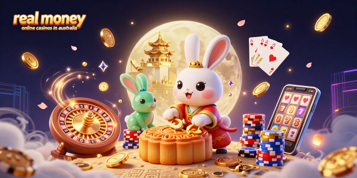 Experience the thrill of real money online casinos in Australia with vibrant 3D casino elements.
