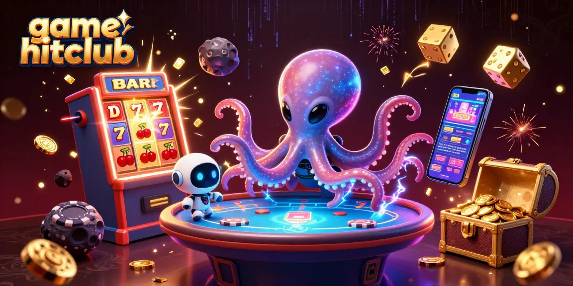 Experience thrilling gameplay with game hitclub featuring an alien octopus at a holographic poker table.