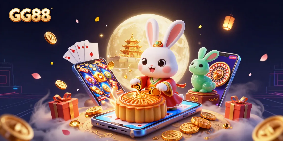 Experience thrilling wins with GG88's moon-themed gaming adventure featuring iconic casino elements.