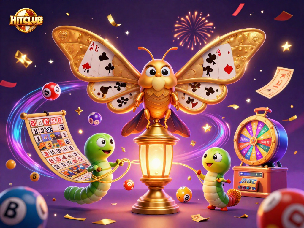 Experience HITCLUB with colorful lottery elements, vibrant confetti, and engaging casino scenes.