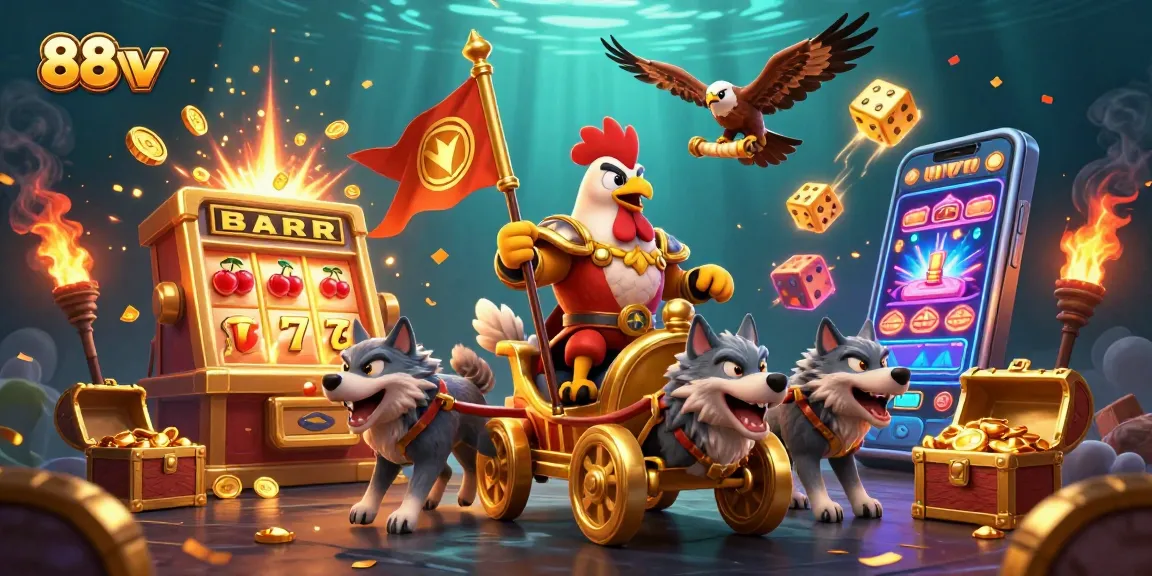 Experience thrilling jackpots at 88vv with vibrant slot machines bursting with coins and excitement.