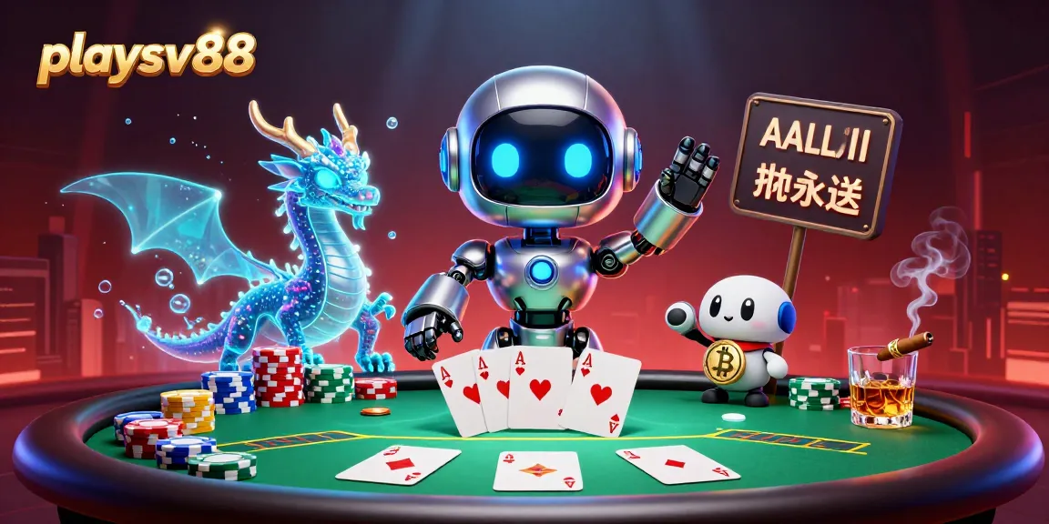 Engage in thrilling games at playsv88 with a vibrant cyberpunk casino scene featuring unique characters and dynamic elements.