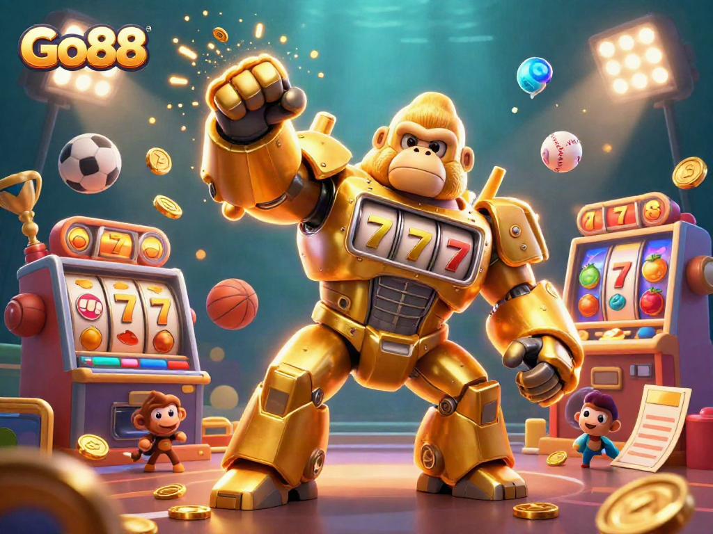 Experience exhilarating wins with Go88's vibrant casino illustration featuring dynamic gaming elements.
