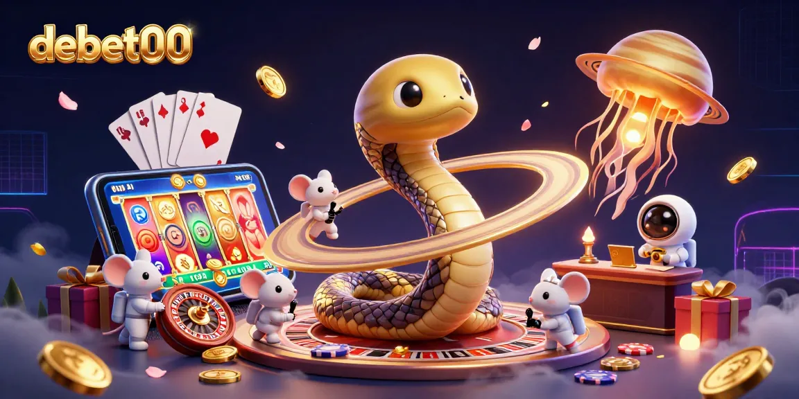 Place bets with debet00 in an exciting cosmic casino scene featuring vibrant gaming elements.