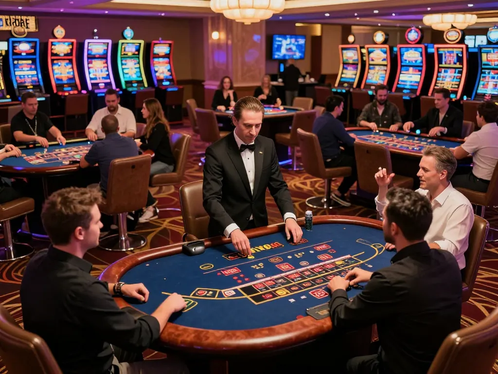 Engaged players enjoying a vibrant casino experience at RR88 with dynamic gameplay on tables.