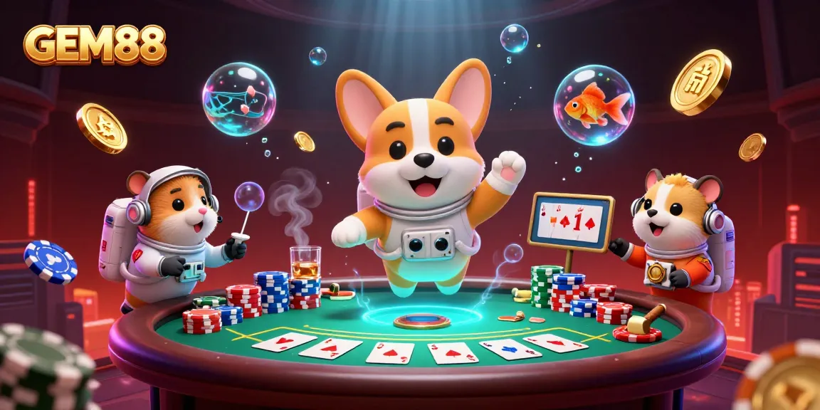 Engage in GEM88's thrilling casino atmosphere with an exciting floating dog and spectacular visual elements.