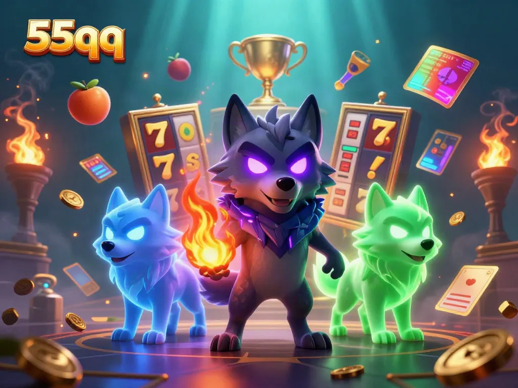 Experience exciting entertainment at 55qq with thrilling jackpots and stunning visuals in this dynamic scene.
