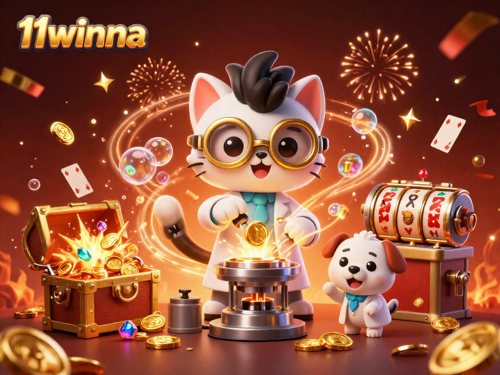 Experience 11winna's vibrant gaming world with exciting slots and coin explosions.
