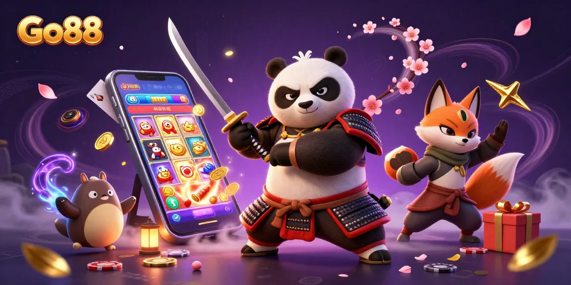 Experience the excitement of Go88's vibrant casino games amidst a thrilling 3D adventure.