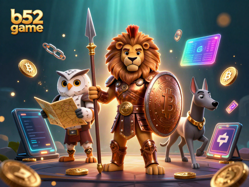 Engage with the b52 game in a dynamic 3D scene showcasing vibrant casino elements and heroic characters.