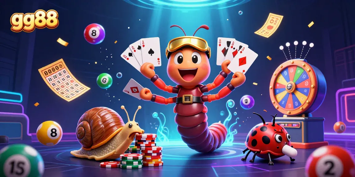 Experience thrilling moments at gg88 with a lively cartoon casino scene featuring dealers, chip stacks, and lottery elements.