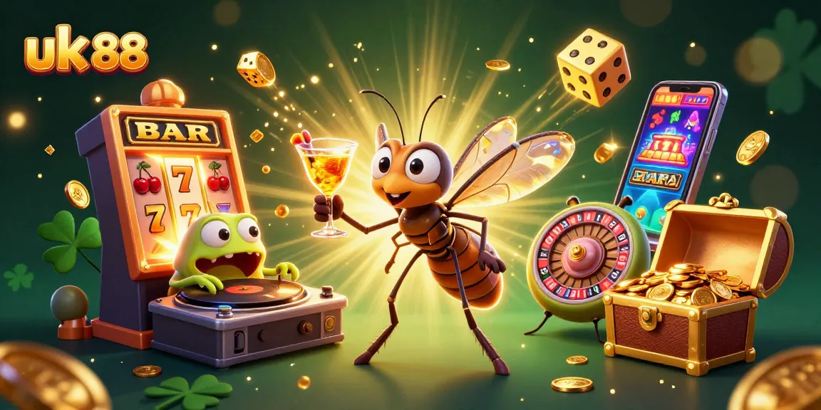 Experience the excitement of uk 88 with a vibrant 3D illustration featuring a frozen mosquito mascot and casino magic!