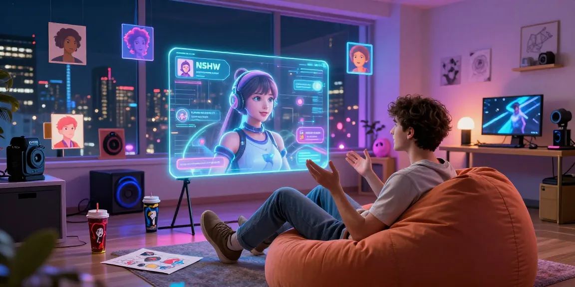 Engaging scene of a user interacting with an NSFW character AI in a vibrant virtual chat.