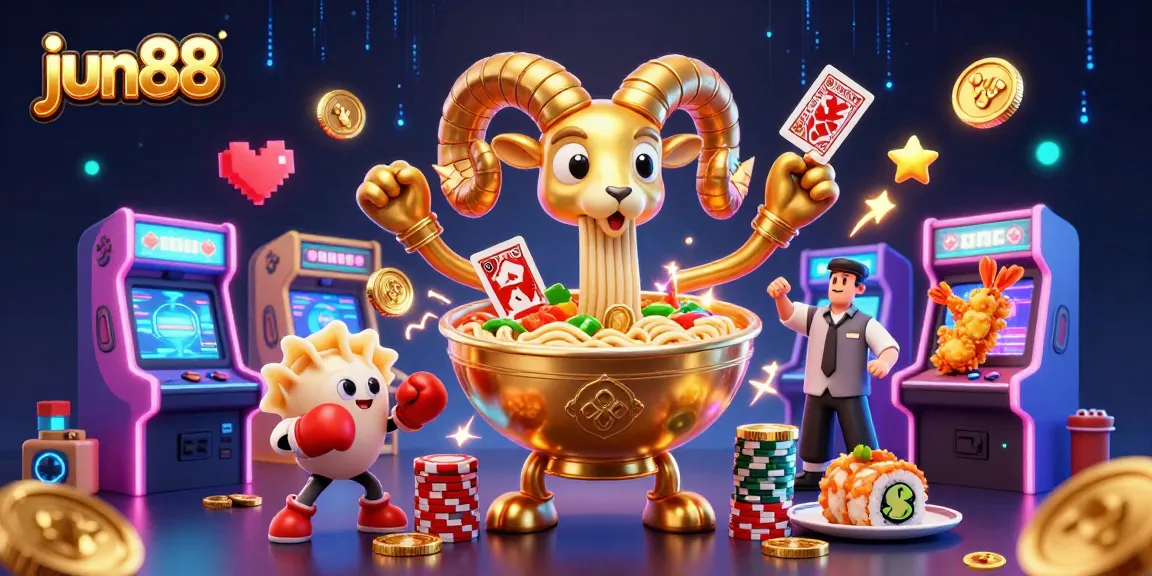 Experience exciting games at jun88 with a vibrant 3D cartoon illustration of fun characters in casino action.