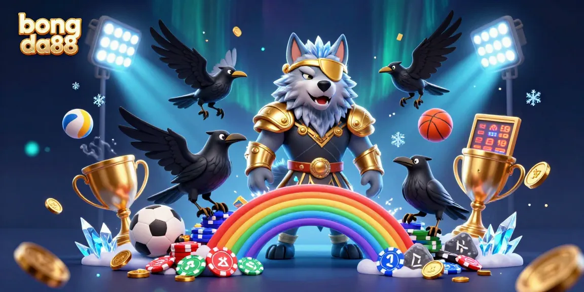 Betting action illustrated by dynamic characters and sports elements in a vibrant casino scene for bong da88.