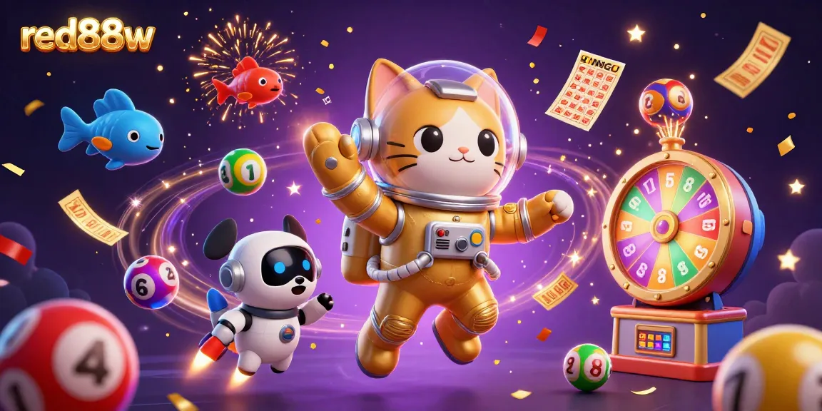 Experience thrilling gambling action with red88w, featuring vibrant lottery elements and a casino atmosphere!