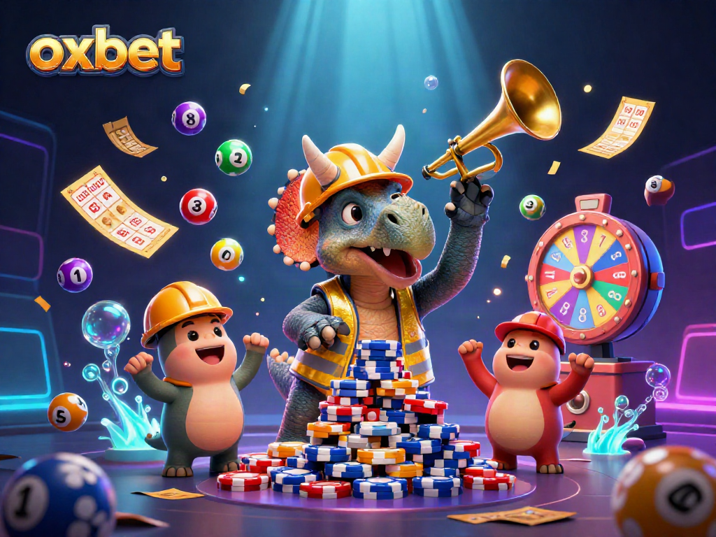 Engage with oxbet's vibrant lottery scene featuring cheerful dinosaurs and exciting game elements!