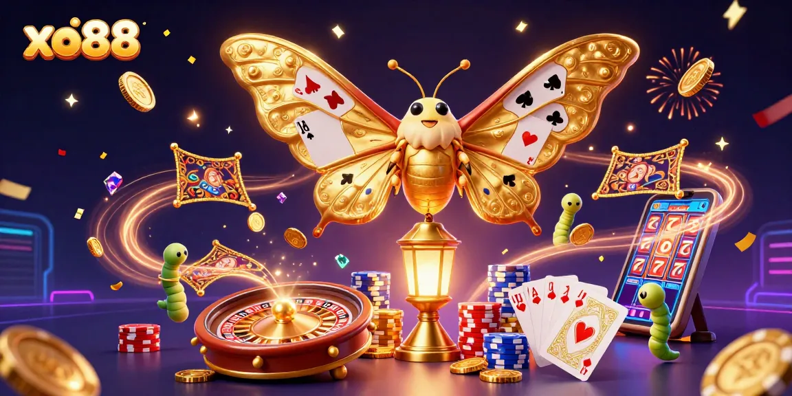 Experience thrilling gameplay at xo88 with vibrant casino scenes, golden coins, and live action elements.