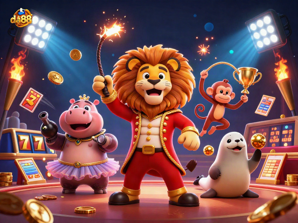 Experience da88 excitement as cartoon characters showcase thrilling casino games with unique energy.
