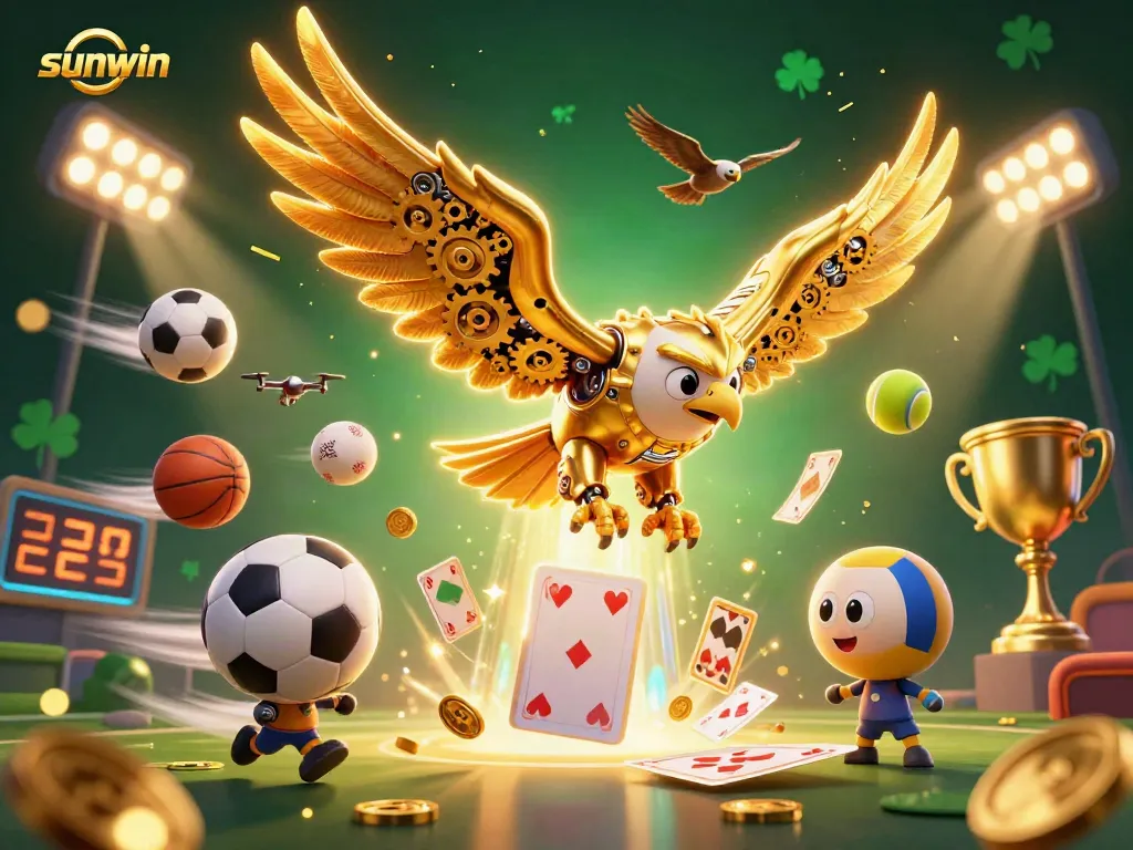 Engage in thrilling gameplay with sunwin as a golden eagle dives through vibrant holographic cards