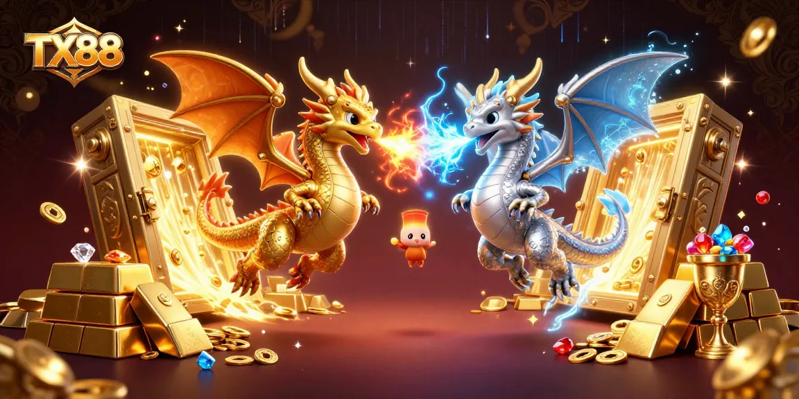 Experience the thrilling TX88 casino adventure with 3D dragons battling amidst treasure