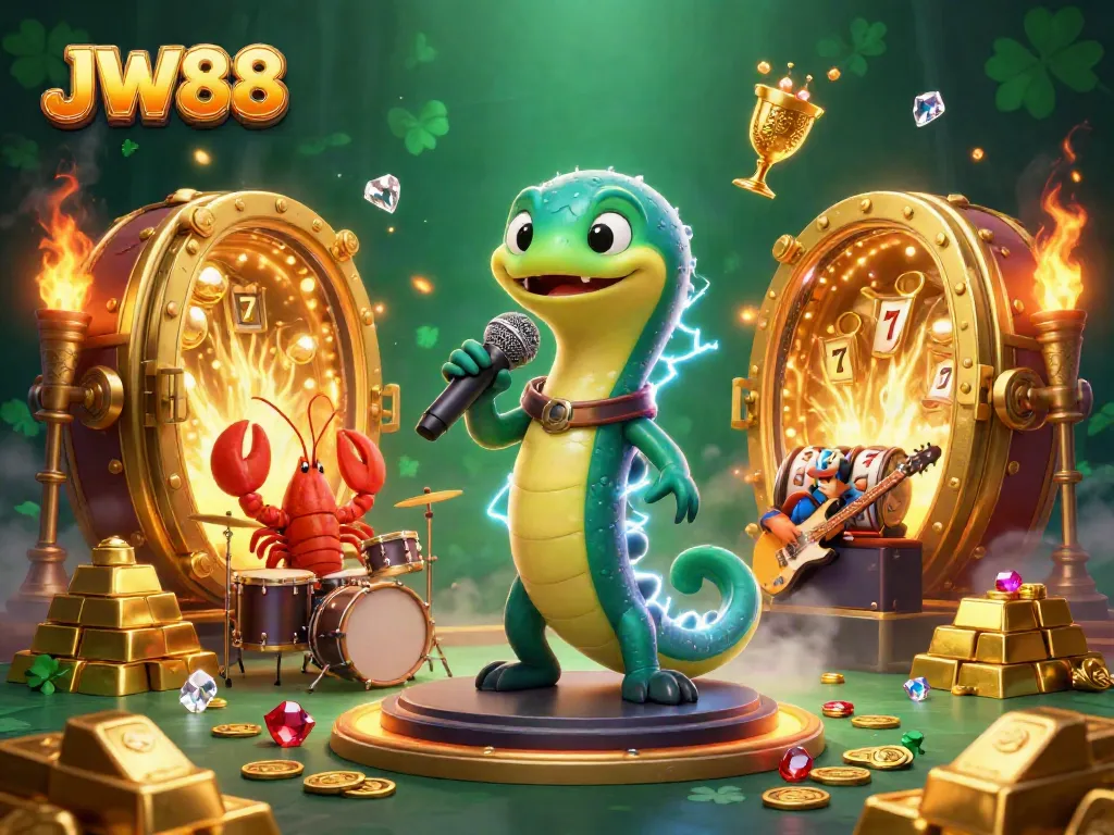 Experience high-energy casino fun with JW88's vibrant underwater stage featuring animated characters.
