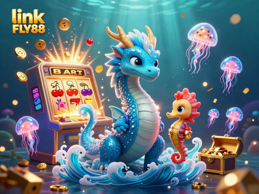Experience winnings at link FLY88 with vibrant 3D casino elements and characters in a dynamic atmosphere.