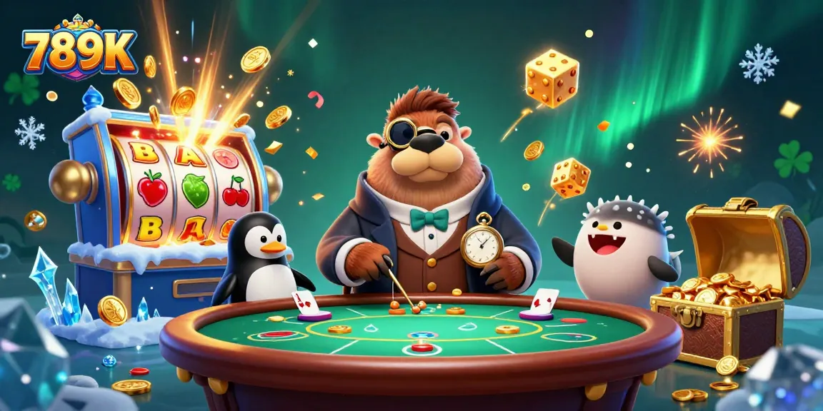 Enjoy thrilling action at the 789K casino with a jolly walrus and friends playing underwater poker.