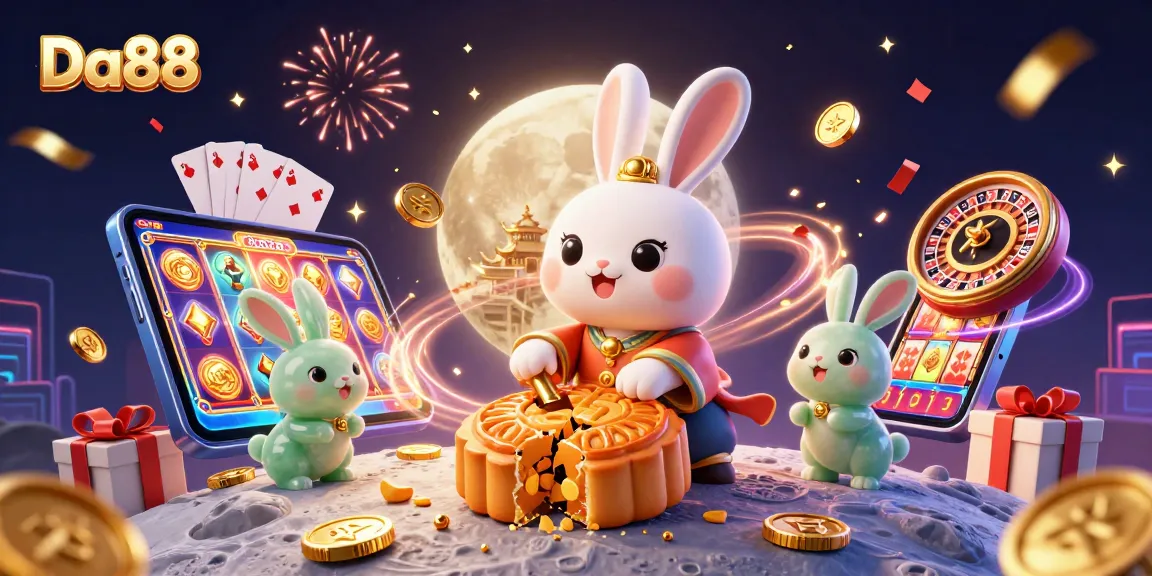 Da88 offers dynamic gambling fun with a colorful casino ambiance featuring enchanting moon rabbits.