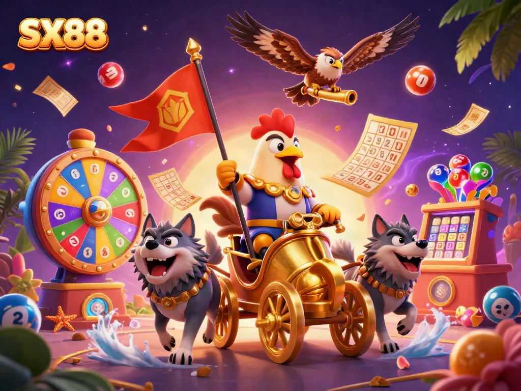 Experience the excitement of SX88 with vibrant elements of lottery and casino action!