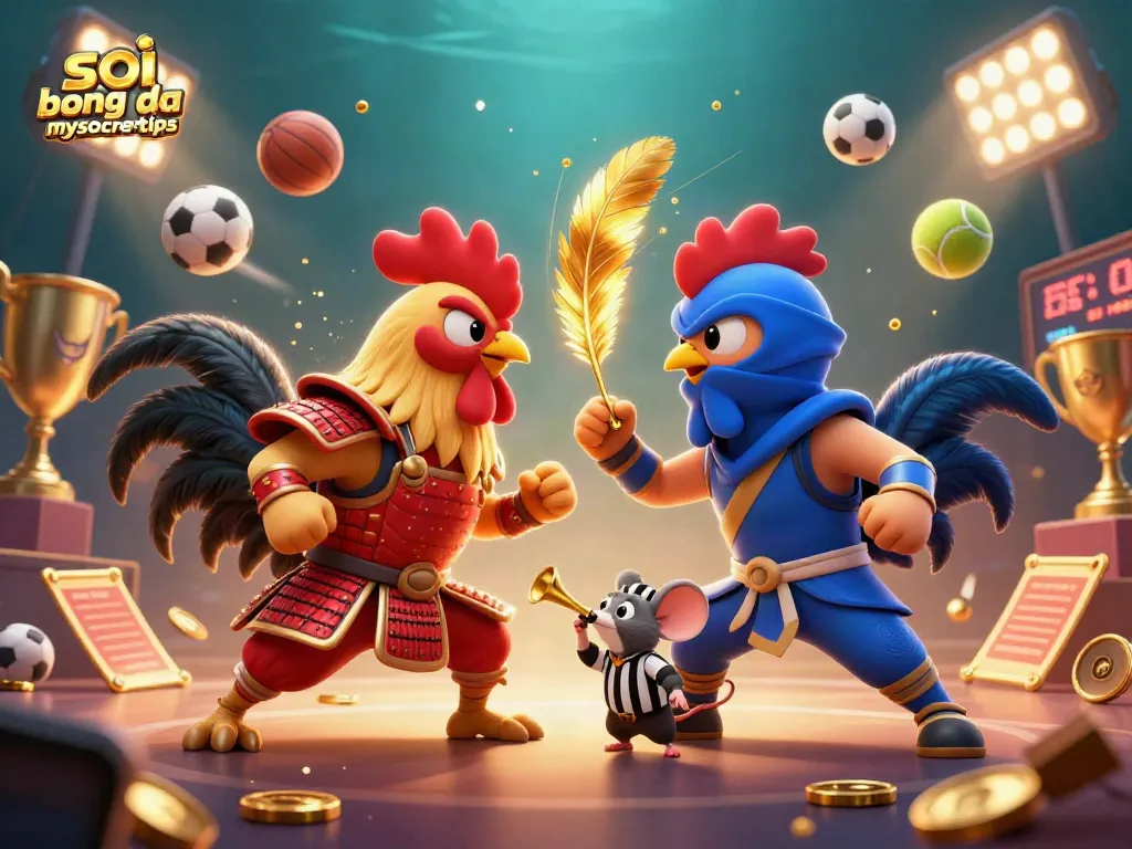Engage with soi keo bong da mysoccertips through an exciting showdown of roosters in a dynamic sports scene.