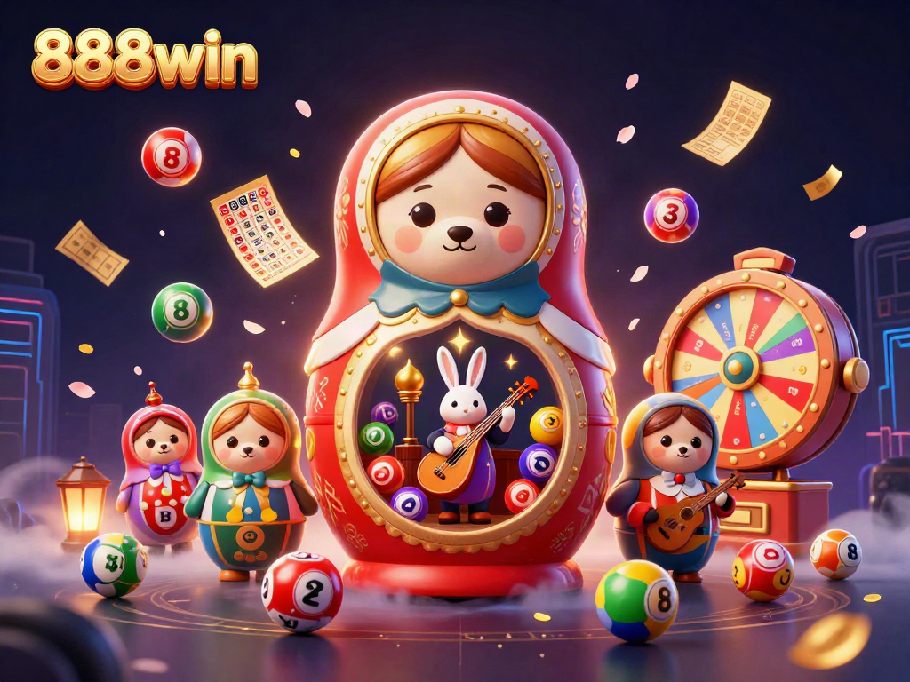 Engage in exciting games with 888win featuring colorful lottery elements and a vibrant casino theme.