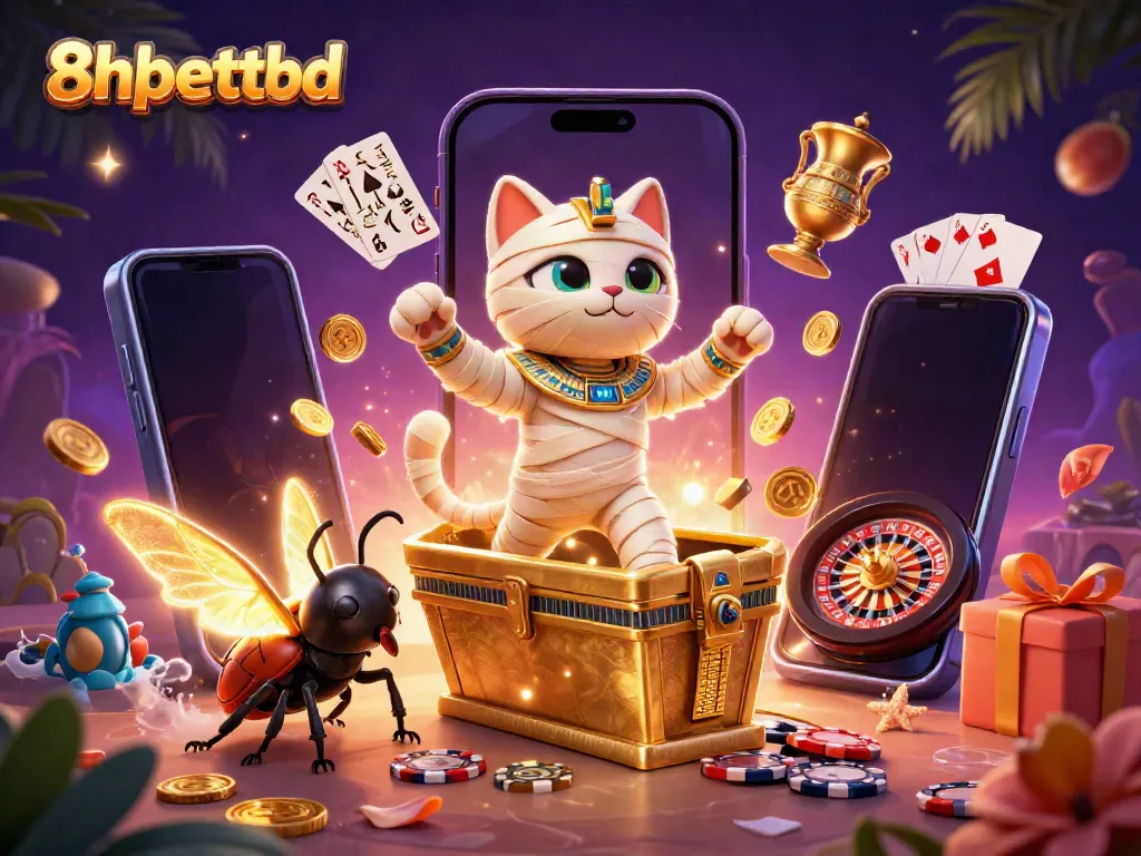 Engage with the thrilling scenes at 8xbetttbd featuring an Egyptian mummy cat and dynamic gaming elements.