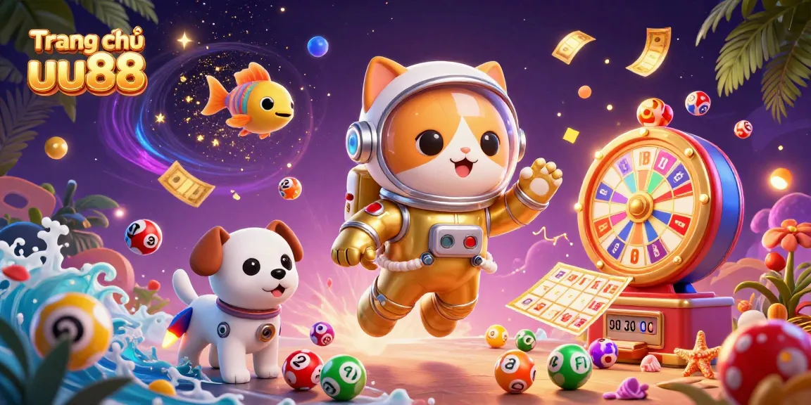 Engage with exciting games at Trang chủ uu88, featuring a cat astronaut in a vibrant casino-themed universe.