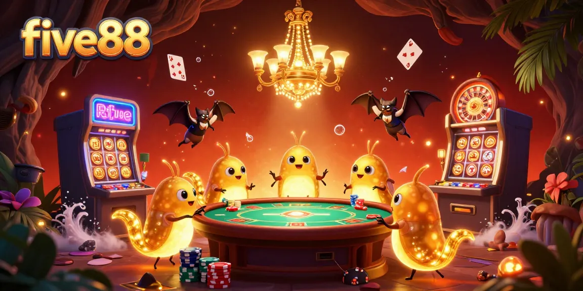 Play poker and win big at five88 with vibrant glowworms lighting up the casino scene.