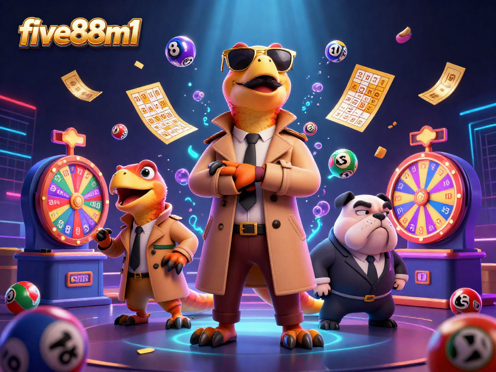 Engage in thrilling gameplay at five88m1 featuring raptors entering a VIP lounge with vibrant casino elements.