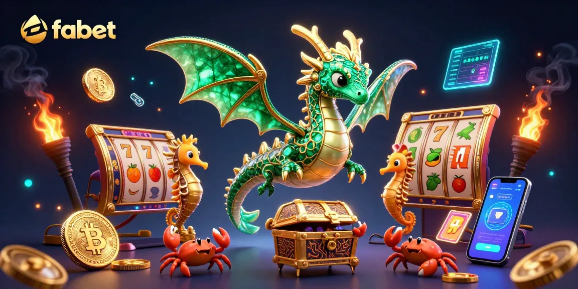 Win big at fabet with a mesmerizing 3D dragon and casino treasures in a vibrant scene.