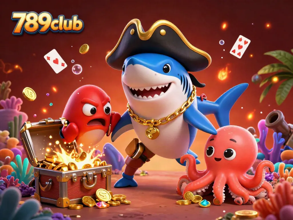 Join the adventure at 789club with a pirate shark, pufferfish, and octopus in an underwater casino!