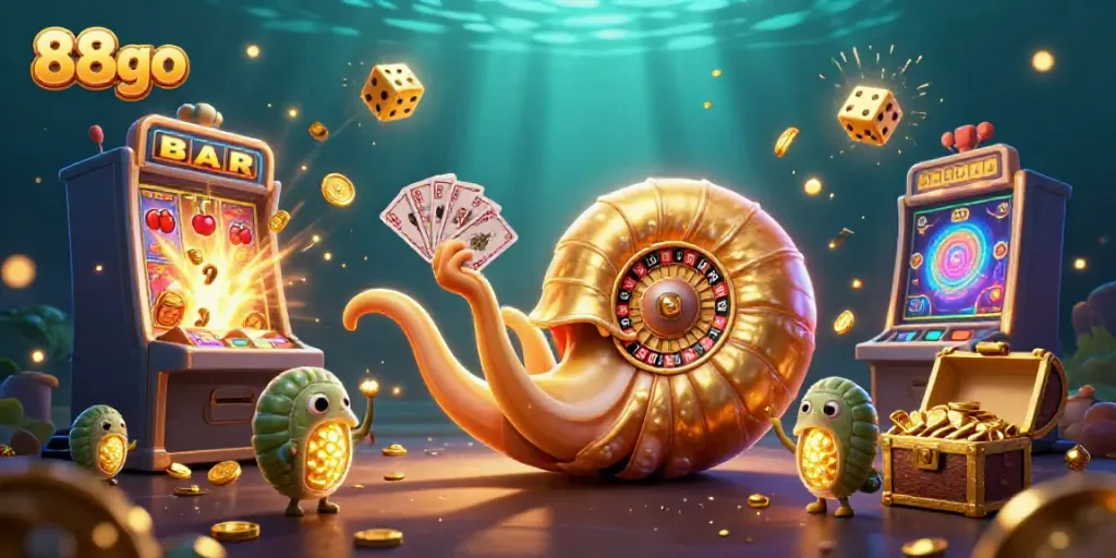 Experience thrilling gameplay with 88go as a giant nautilus entices players with slot jackpots and casino excitement.