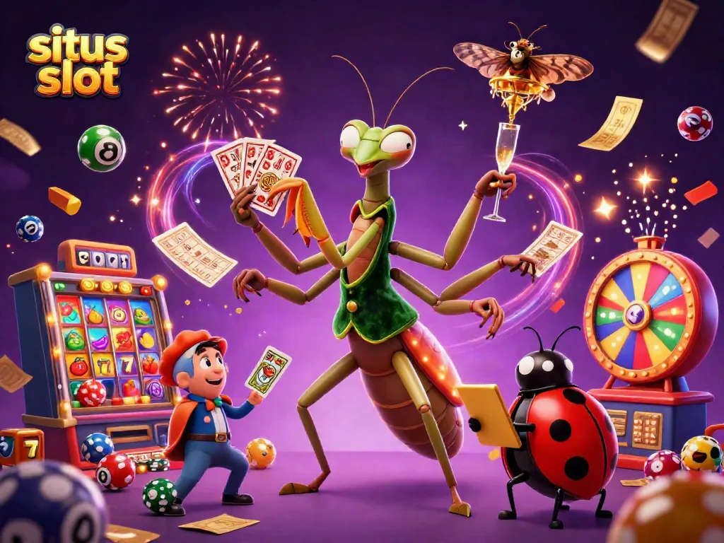 Permainan slot seru di situs slot, menampilkan karakter menarik dan pertarungan uang dengan efek visual yang menggembirakan.