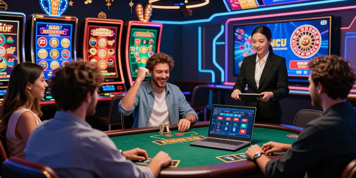 Giocatore che festeggia una vittoria nei casino sicuri non AAMS, con giochi digitali vibranti e croupier dal vivo in un ambiente immersivo.