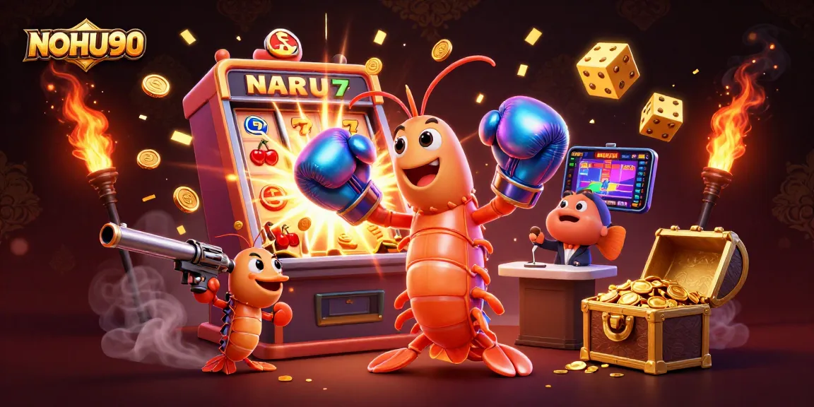 Experience thrilling jackpots and winnings with NOHU90's dynamic slot game scene featuring vibrant characters.