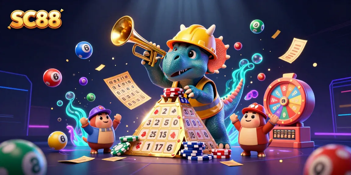 Experience SC88's lively casino atmosphere with joyful characters and colorful gambling elements.
