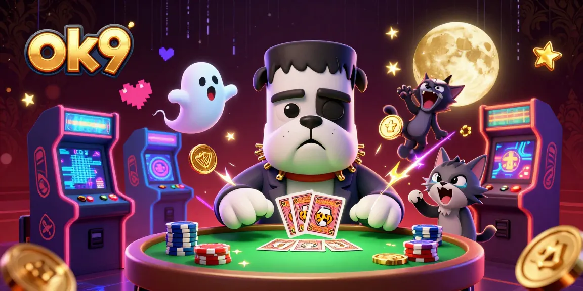 Engage in exciting gameplay at ok9 with our 3D cartoon characters in a vibrant casino setting.