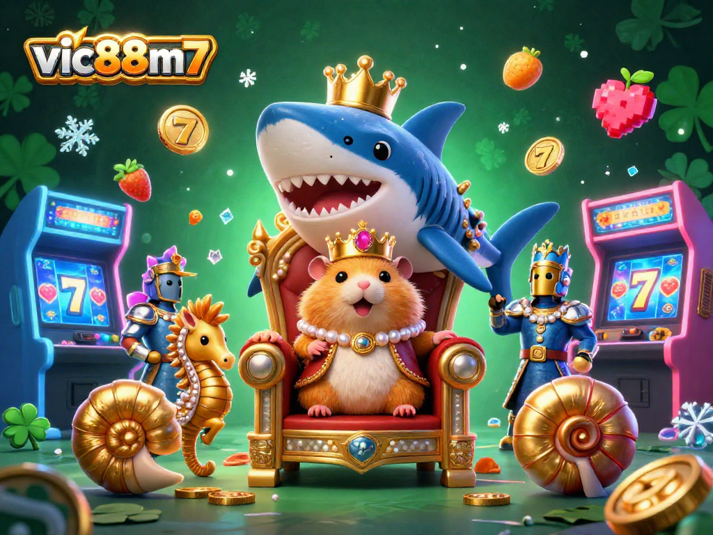 Join the fun with vic88m7 as a fierce hamster king leads a vibrant casino adventure!