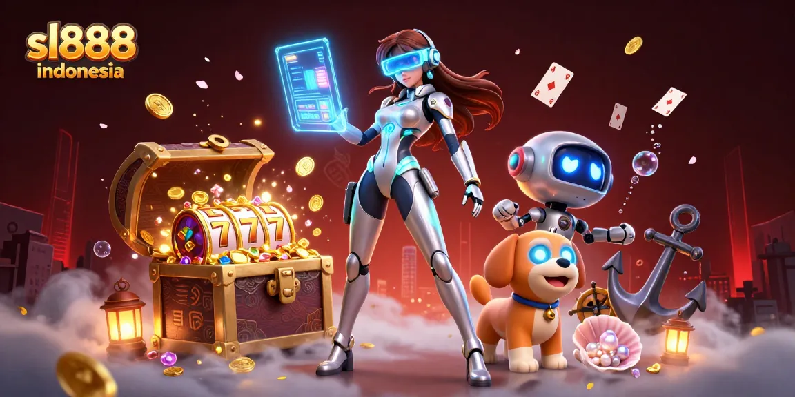 Play and win at sl888 indonesia with an immersive 3D casino experience featuring vibrant elements.